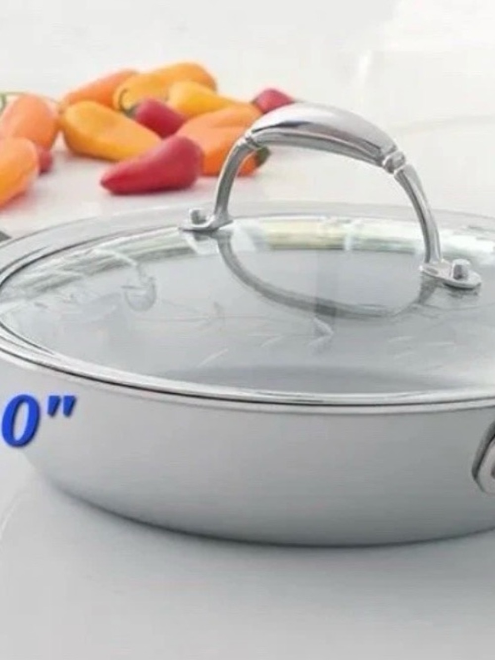 Princess House White Stainless Steel Sauté Pan with Glass Lid